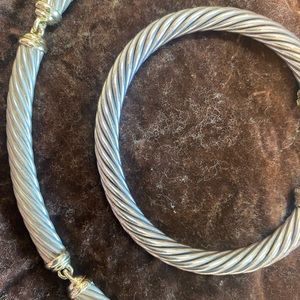 Authentic David Yurman bracelet and necklace. Two tone sterling and 14k gold.